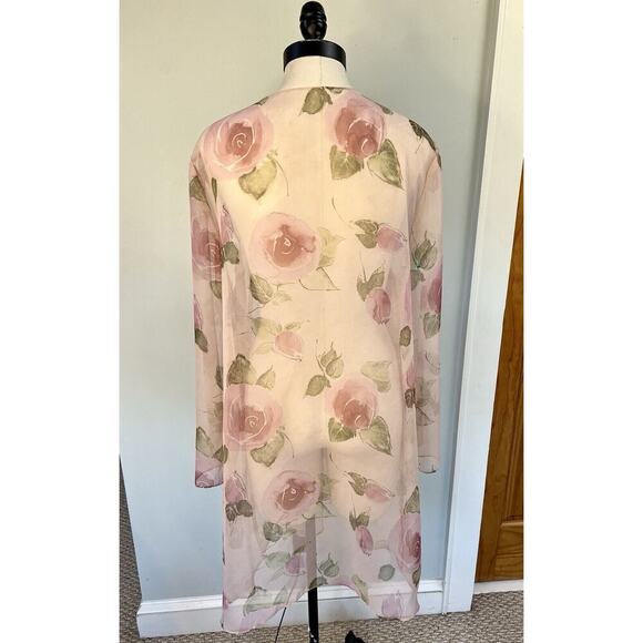 Women’s Kimono Wrap OS Lightweight Sheer Pink Roses Floral Romantic Coquette - Picture 3 of 3